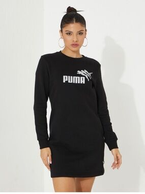 Puma Black Sweatshirt Dress with White Logo